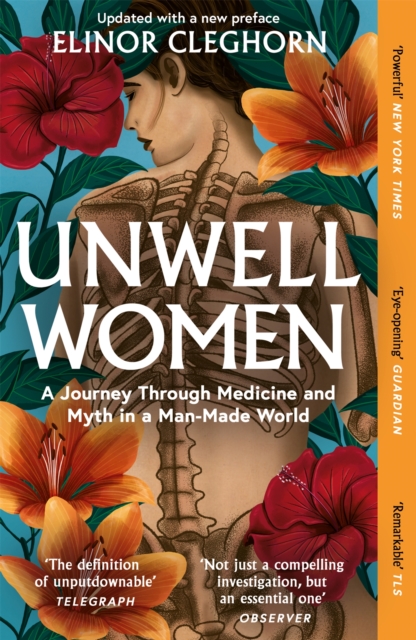 Unwell women. A woman's body is with it's back to us, sat down, surrounded by flowers.