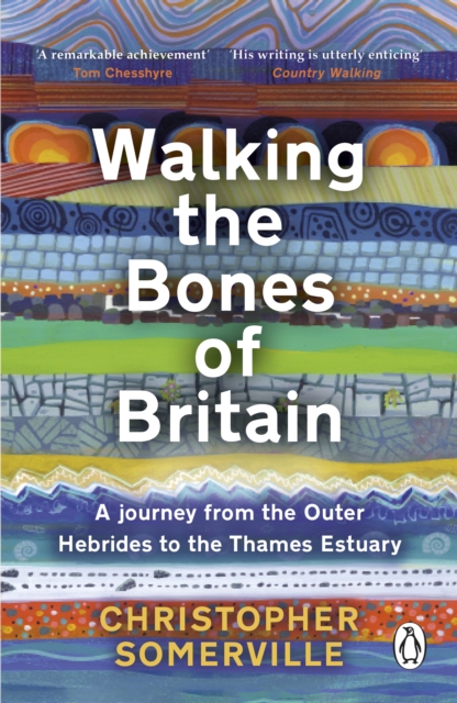 Walking the bones of Britain. Stripey cover with bold white text