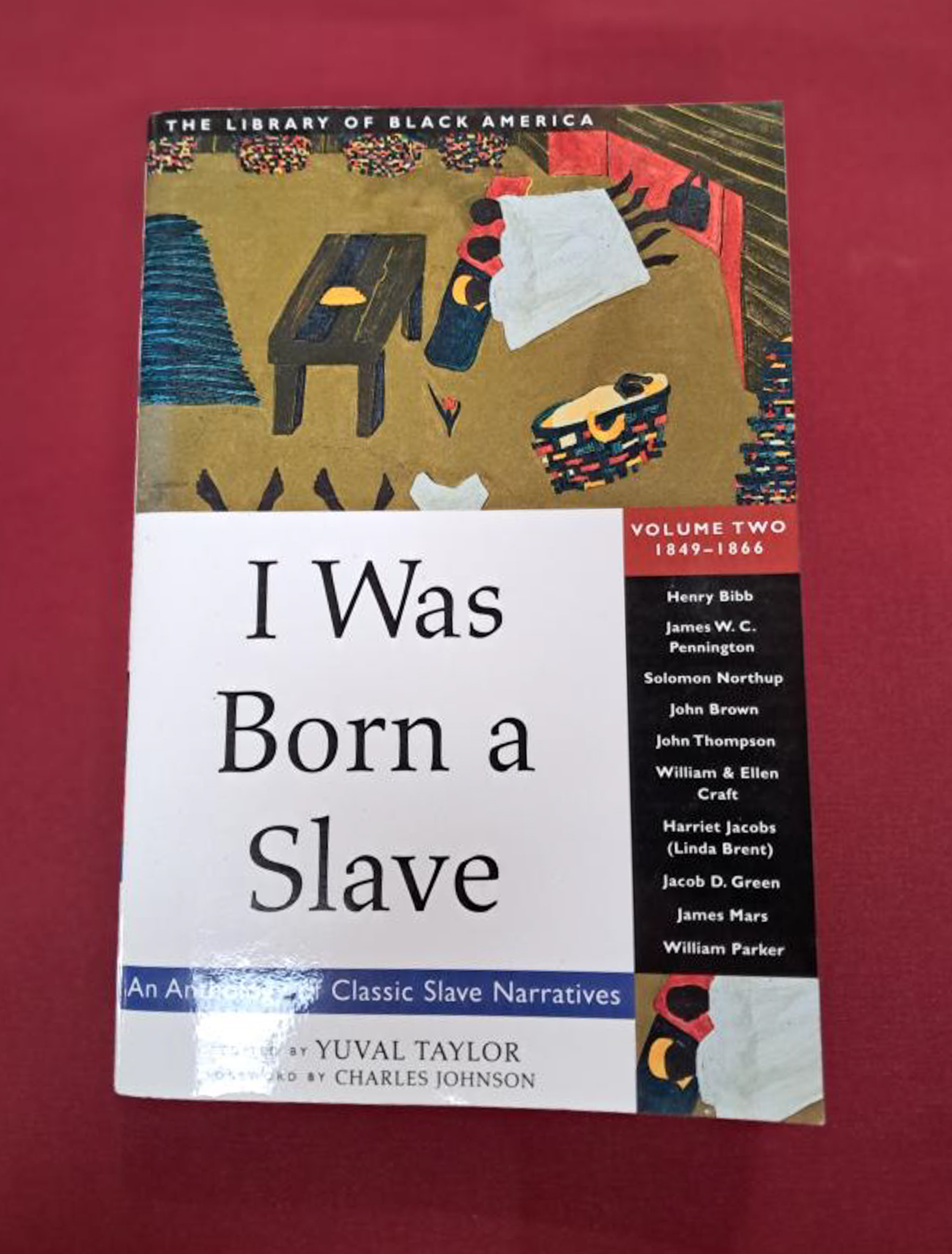 I was born a slave. white cover with top half covered by a coloured in drawing.