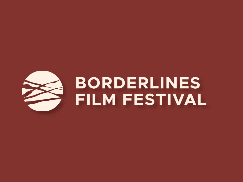 The logo for the Borderlines Film Festival in the brand colours of Richard Booth's Bookshop.